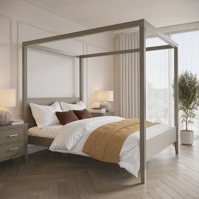 Furniture123 King Size Four Poster Bed Frame in Dark Wood - Delilah