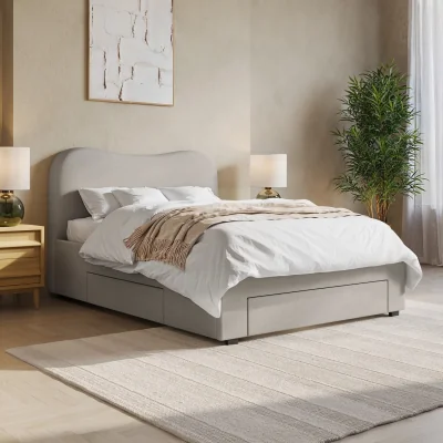 Furniture123 Grey Upholstered Double Bed Frame with Storage  Joanie