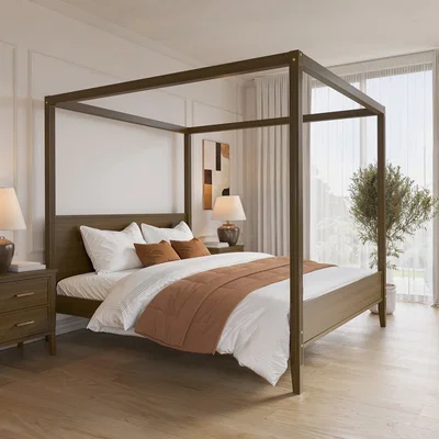 Furniture123 Super King Four Poster Bed Frame in Walnut - Delilah