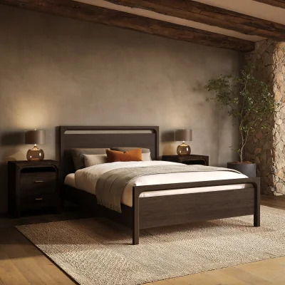 Furniture123 Dark Wood Double Wooden Bed Frame - Vixen