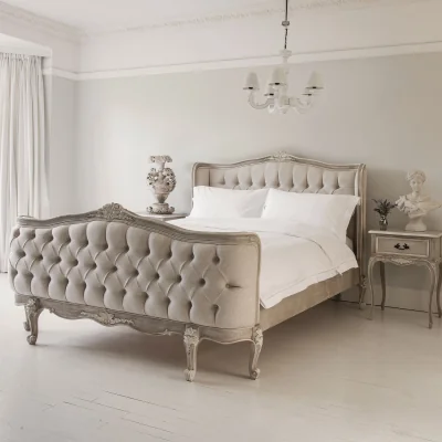 French Bedroom Lit d'Amour Linen Upholstered Bed (Superking)