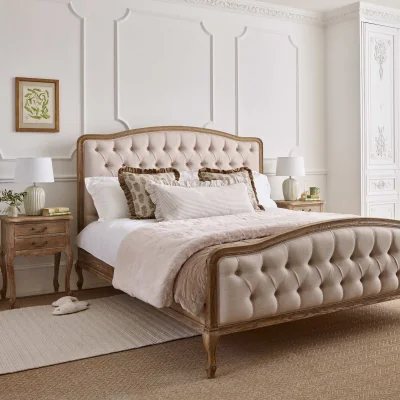 French Bedroom French Romance Oatmeal Upholstered Bed (King Size Bed)