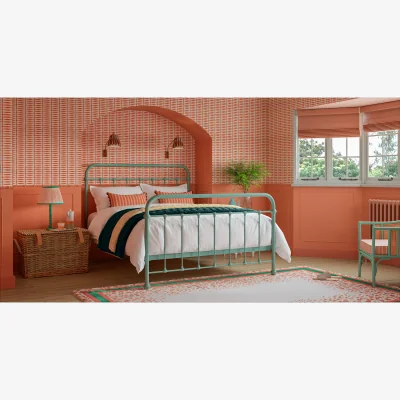 Feather & Black Oliver Bed, Double - Ocean Green