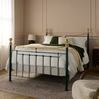 Feather & Black Lilibet Bed, Double - Solid, British Racing Green