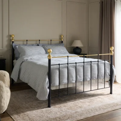 Feather & Black George Bed, Small Double - Solid, Midnight Blue