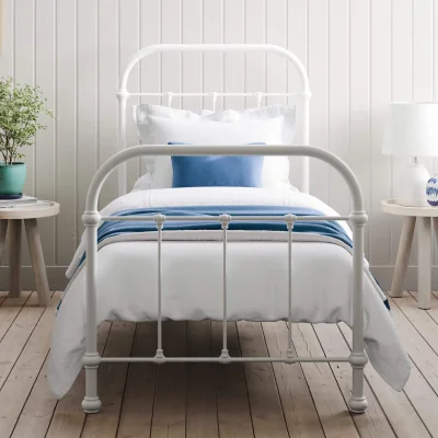 Feather & Black Oliver Bed, Single - Porcelain White