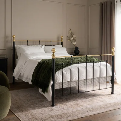 Feather & Black George Bed, Double - Solid, Black