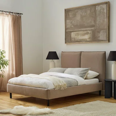 Habitat Habitat Rigby Double Velvet Bed Frame - Taupe