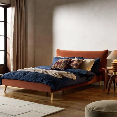 Habitat Habitat Marshmallow Velvet Double Bed Frame - Rust