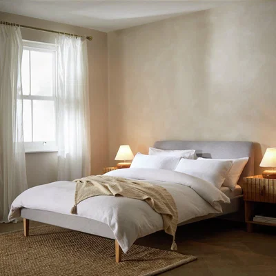 Habitat Habitat Ren Double Fabric Bed Frame - Light Grey