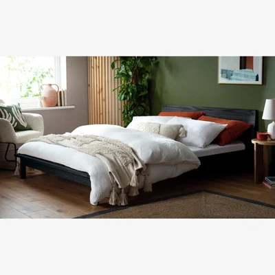 Habitat Habitat Akio Small Double Wooden Platform Bed Frame - Black