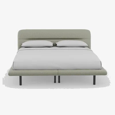 Heal's Heal's Gia Bed Super King Siena Cotton Pistachio Box Sprung Black Feet