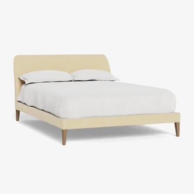 Heal's Heal's Wallis Bed Double Smart Luxe Velvet Biscuit Natural Oak Feet