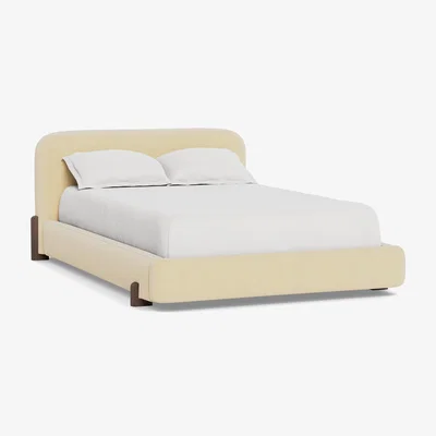 Heal's Heal's Nuvola Super King Bed Smart Luxe Velvet Biscuit Natural Oak Feet