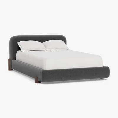 Heal's Heal's Nuvola Double Bed Melton Wool Granite Walnut Stained Oak Feet