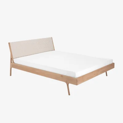 Heal's Gazzda Fawn Bed White Oiled Oak Herringbone Natural Super King