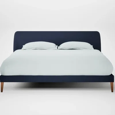 Heal's Heal's Wallis Bed Super King Smart Cotton Linen Indigo Natural Feet