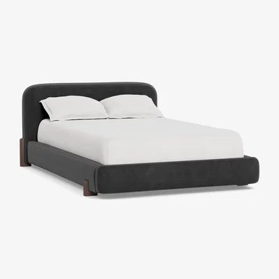 Heal's Heal's Nuvola Double Bed Smart Luxe Velvet Nickel Natural Oak Feet