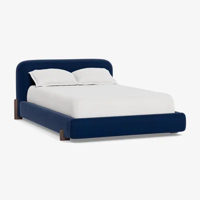 Heal's Heal's Nuvola Super King Bed Smart Luxe Velvet Midnight Walnut Stained Oak Feet