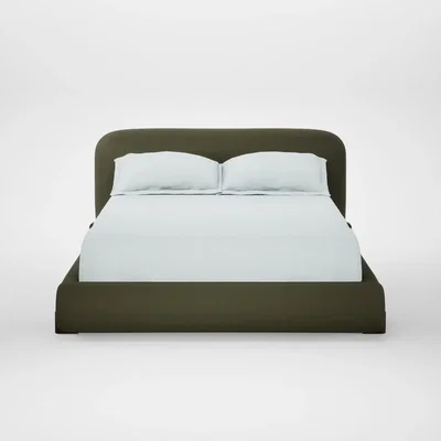 Heal's Heal's Nuvola Bed Double Smart Cotton Linen Myrtle Walnut Stained Feet