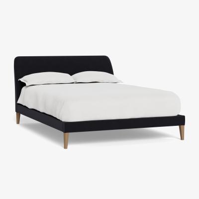 Heal's Heal's Wallis Double Bed Velvet Black Stained Oak Feet