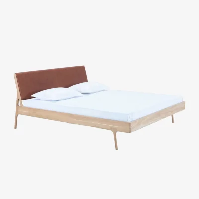 Heal's Gazzda Fawn Bed White Oiled Oak Dakar Leather Whiskey Super King