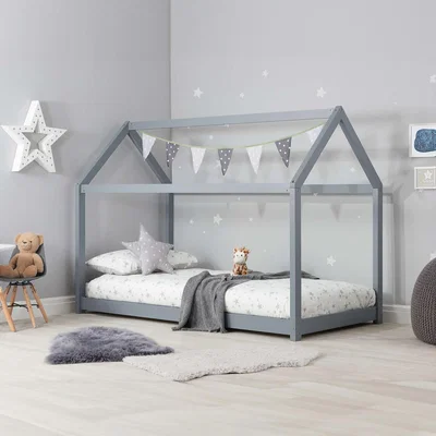Homebase House Wooden Single Bed Frame - Grey