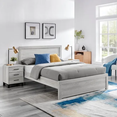 Happy Beds Rodley - King Size - Bed - Grey Oak - Wood - 5ft - Happy Beds