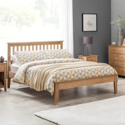 Happy Beds Salerno Double Oak Finish Wooden Bed Frame - Low Foot End - 4ft6 - Happy Beds