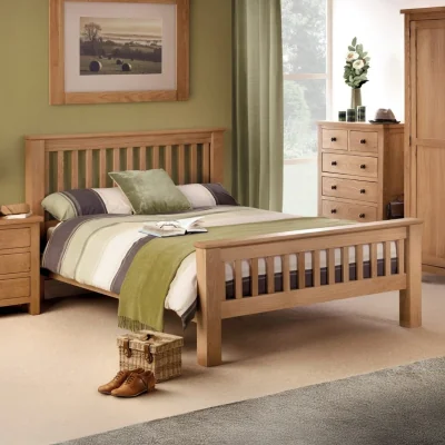 Happy Beds Amsterdam - Super King - High Foot End Solid Oak Wooden Bed Frame - Super King - Happy Beds
