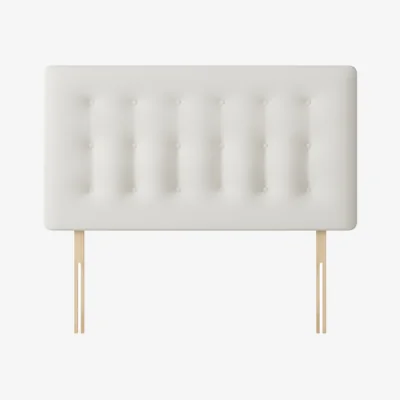 Happy Beds Cornell - Single - Buttoned Headboard - White - Fabric - 3ft - Happy Beds