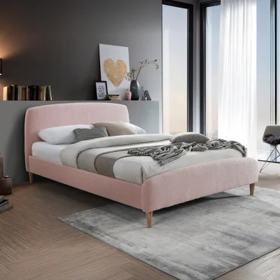 Happy Beds Otley - Double - Pink - Fabric - Low Foot-End Bed 4ft6 - Happy Beds