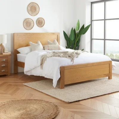 Happy Beds Stanford - King Size – Low Foot-End Bed Frame – Oak - Wooden - 5ft – Happy Beds