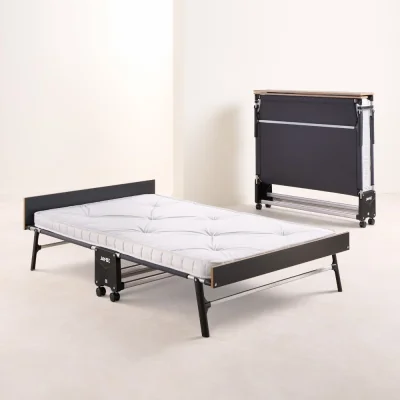 Happy Beds Jay-Be – Single - Grand Folding Bed with e-Pocket Mattress – White/Black – Metal/Fabric – 3ft