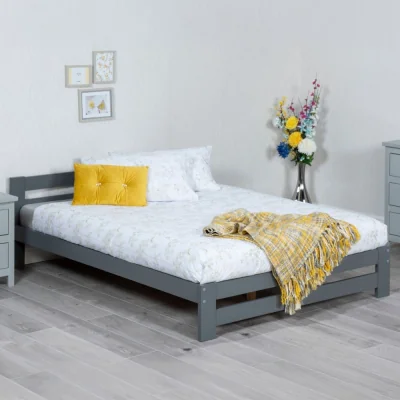 Happy Beds Xiamen - Double - Grey - Wood - 4ft6 - Happy Beds
