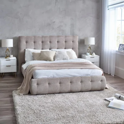 Happy Beds Odette Light Taupe Fabric Hotel Bed - 5ft King Size