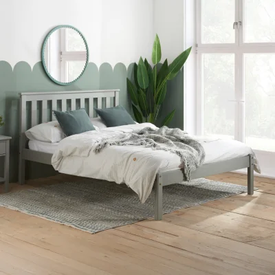 Happy Beds Denver - Small Double - Grey - Solid Pine Wood - 4ft - Happy Beds