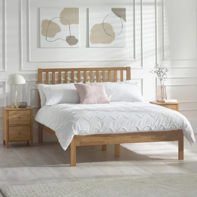 Happy Beds Coxmoor – King Size – Low Foot-End Bed - Oak - Wood – 5ft – Happy Beds