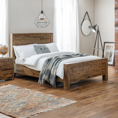 Happy Beds Hoxton - Double -Rustic Oak Effect - Wood - 4ft6 - Happy Beds