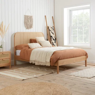 Happy Beds Margot - Super King Size - Rattan Bed - Oak - Wooden - 6ft - Happy Beds