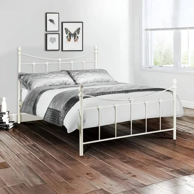 Happy Beds Rebecca - Double - Metal Bed - White - Metal - 4ft6 - Happy Beds