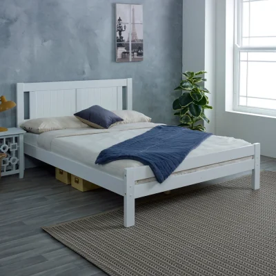 Happy Beds Glory - Small Double - White - Wooden - Low Foot-End Bed - 4ft - Happy Beds