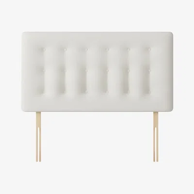 Happy Beds Cornell - Small Double - Buttoned Headboard - White - Fabric - 4ft - Happy Beds