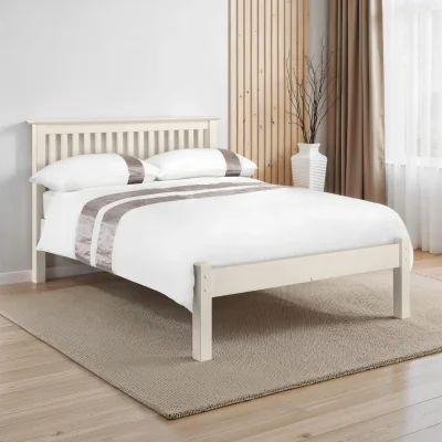 Happy Beds Barcelona - Small Double - Low Foot End Bed - White - Wood - 4ft - Happy Beds