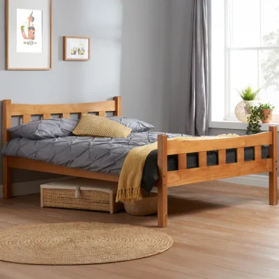 Happy Beds Miami - Antique Solid Pine Wooden Bed Frame - 4ft Small Double - Happy Beds