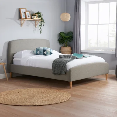 Happy Beds Quebec - Double - Grey - Fabric - Low Foot-End -4ft6 - Happy Beds