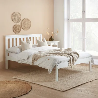 Happy Beds Denver - Double -White - Wood - 4ft6 - Happy Beds