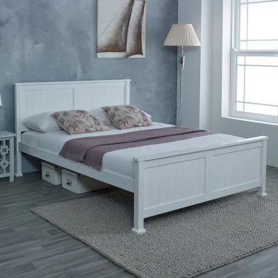 Happy Beds Madrid - King Size - White - Wooden - 5ft - Happy Beds