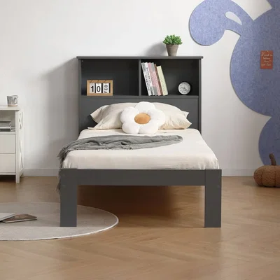Happy Beds Easton - Single - Bookcase Bed - Grey - Wooden - 3ft - Happy Beds