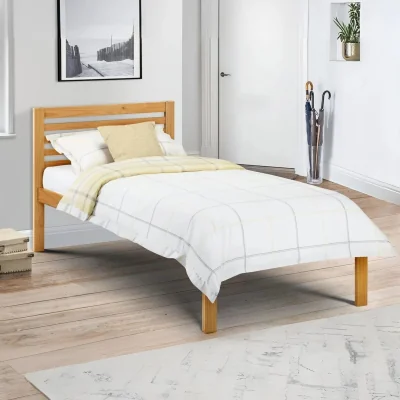 Happy Beds Slocum - Single - Solid Pine Bed - Pine - Wooden - Low Foot-End - 3ft - Happy Beds